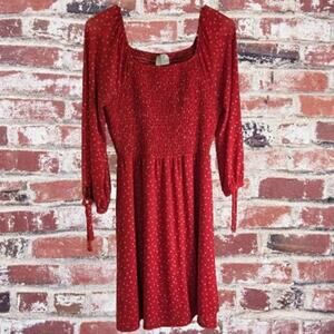 Medium Polyester blend stretch 1/2 sleeve lined tubed top red and white dress
